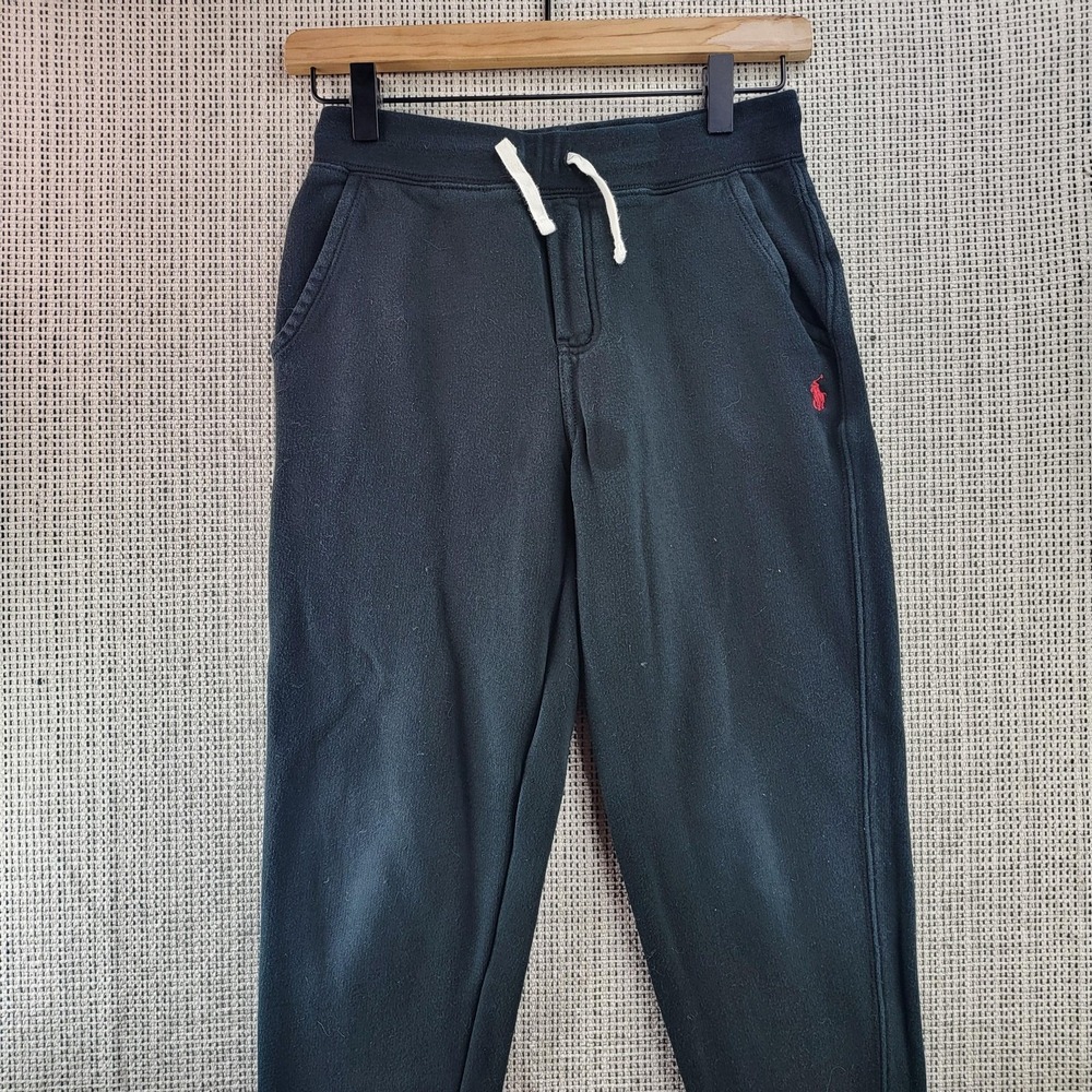 Polo Ralph‎ Lauren Pants Boys Medium (10-12) Black Sweatpants Joggers Cuffed